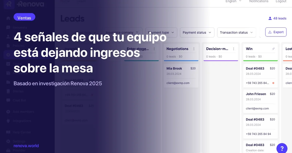 4 señales de que tu equipo de ventas está perdiendo ingresos