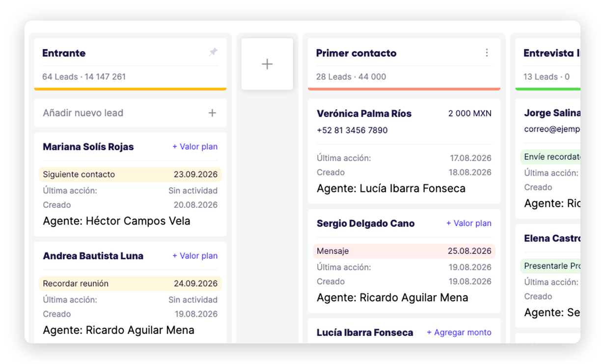 Cada prospecto queda con responsable y con su siguiente paso