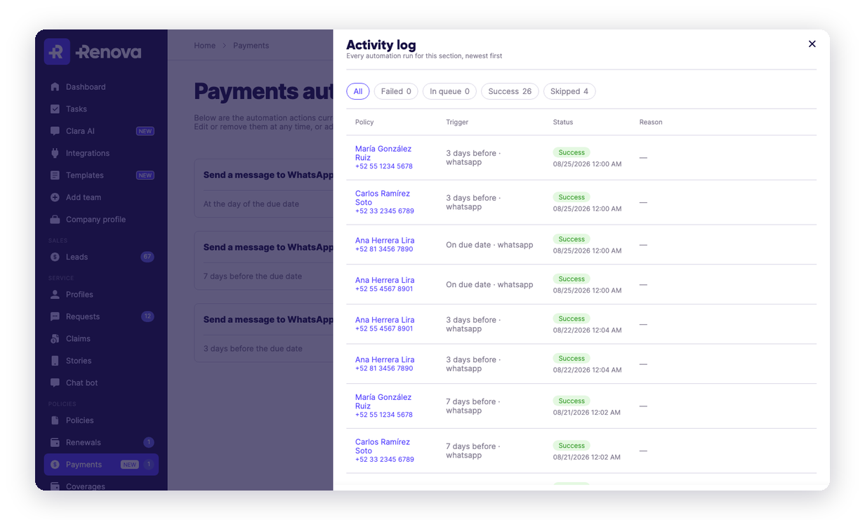 Service Hub: premium and renewal reminders go out on their own